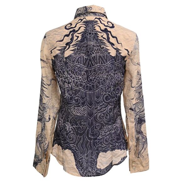 Jean Paul Gaultier Printed Button Down Shirt in Multicolor Silk - Picture 3 of 5